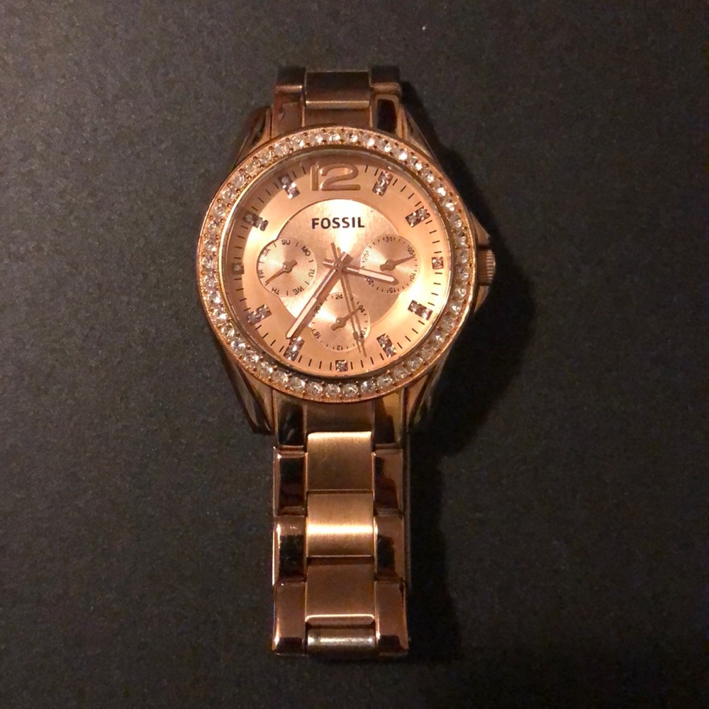 Fossil Riley Rose Gold Stainless Steel Watch